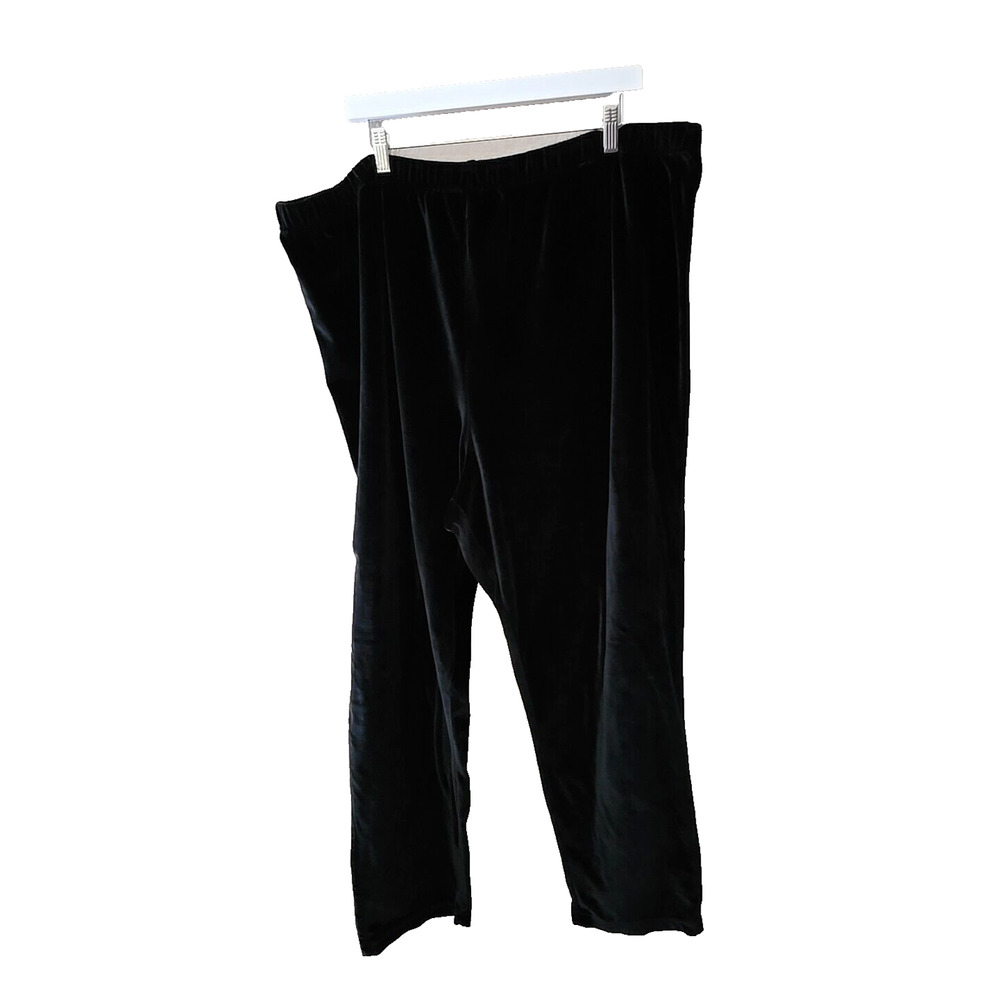 Willow Bay Black Straight Leg High Rise Velour Pull On Pants Womans Plus Size 4X